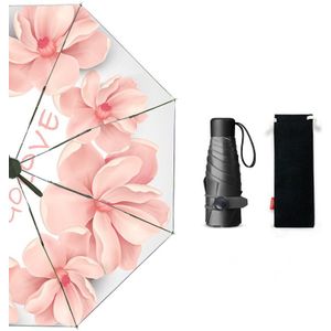 Mini Pocket Paraplu Automatische Opvouwbare Paraplu Regen Vrouwen Capsule Roze Bloemen Parasol Winddicht Uv Bescherming Vrouwelijke Paraplu