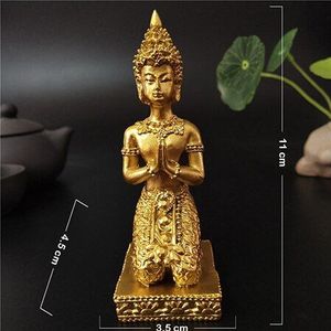 Goud Thailand Boeddha Standbeeld Voor Home Tuin Decoratie Hindoe Meditatie Bidden Boeddha Sculptuur Beeldjes Ornamenten Ambachten Standbeelden