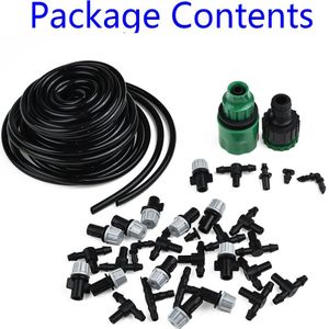 Water Verneveling Cooling Systeem Mist Sprinkler Nozzle 12Pcs Water Mist Mist 10M Tuinslang Joint Connector Drie-manieren