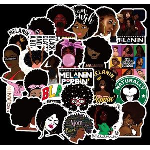 50 Stks/partij Inspirational Black Girl Melanine Poppin Sticker Voor Diy Laptop Telefoon Gitaar Koffer Bagage Skateboard Stickers