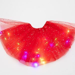 3-8Yrs Meisjes Ballet Magic Light Party Rokken Tulle Sterren Sequin Dancewear Meisjes Pluizige Glitter Prinses Tutu Rokken Kleding