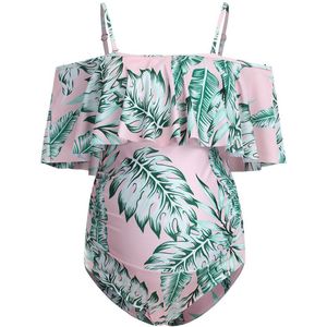 Moederschap Badmode Tankini Ruches Leaf Bikini Zwangerschap Een Stuk Beachwear Zwangere Badpak Vrouwen Купальник Для Беремен