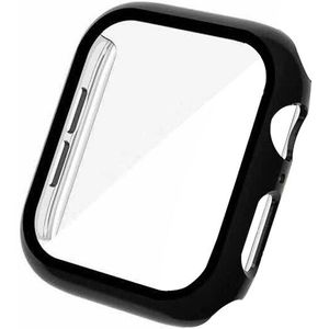 3D Gehard Glas Film Met Case Voor Apple Horloge Se Serie 6 5 4 Screen Protector Cover 40Mm 44mm Zwart Shell Voor Iwatch Bumper