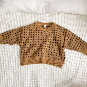 Jongens En Meisjes Retro Stijl Plaid Gebreide Truien Unisex Losse Alle-Math Warm Lange Mouwen Trui 1-6Y