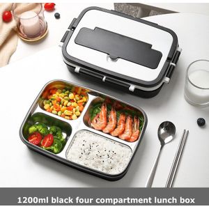 Draagbare Lunch Box1.2L Grote Capaciteit 304 Rvs Bento Box Met Servies Student Verzegelde Lekvrije Voedsel Container