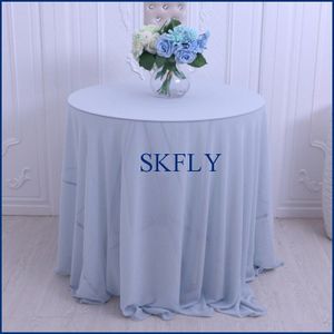 CL061A SKFLY 90 inch ronde ronde lichtblauw chiffon tafelkleed of tafel overlay