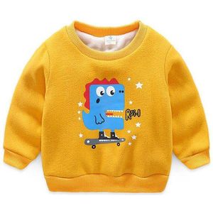 Peuter Kinderen Herfst Winter Warm 2-10T Cartoon Dinosaurus Kinderen Lange Mouwen School Baby Fleece Knappe Kids Jongen sweatshirt