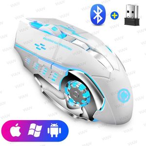 Oplaadbare Bluetooth Muis Stille Draadloze Gamer Mouse Gaming Computer Mechanische E-Sport Backlight 2.4G Usb Muis Voor Laptop
