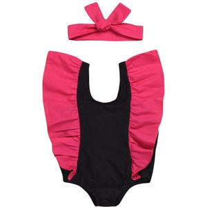 Peuter Baby Meisje Kinderen Bloemen Swimmable Badpak Badmode Badpak Verstoorde Monokini Strand Badpak Met Hoofdband