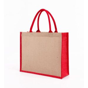 1Pc Herbruikbare Jute Tote Bag Eco Vriendelijke Jute Boodschappentassen Voor Winkelen Strand