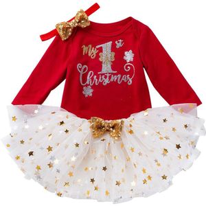 Peuter Set Baby Kids Meisjes Herfst Winter Mode Kerst Dag Romper Crew Neck Tops Tutu Jurk Haarband Kinderkleding