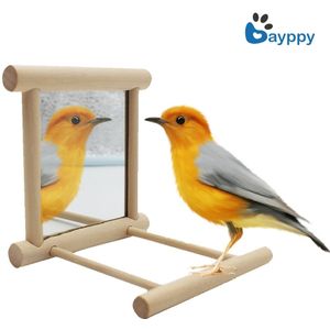 Huisdier Vogel Spiegel Houten Spiegel Funny Speelgoed Voor Papegaaien Valkparkiet Vogel Speelgoed Vink Kanarie Kleine Vogels Huisdier Vogel Speelgoed Accessoires