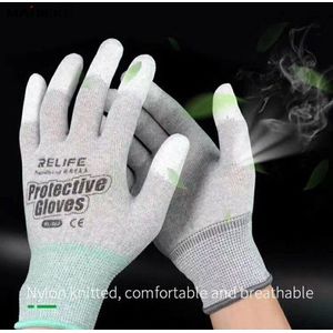 Nylon Gebreide Anti Statische Handschoenen Elektronische Werkhandschoenen Telefoon Reparatie Tools Pu Gecoate Palm Vinger Handschoenen Voor Finger Protector