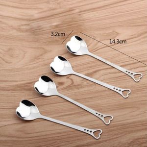 10Pcs Rvs Hartvorm Koffie Lepel Keuken Accessoires Dessert Suiker Roeren Lepels Theelepel Servies