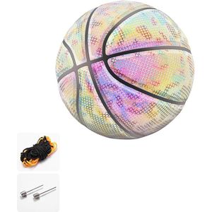 Licht Up Basketbal Bal Batterij-Gratis Rainbow Pu Glow In The Dark Basketbal (Maat 7) light-Up Basketbal Voor Man Tiener Jongen