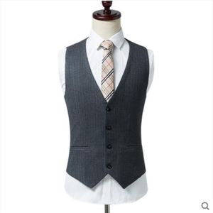 Grey Strepen Vest Mannen Formele Bruiloft Pak Vest Slim Fit Vest Gilet Plus Size 6XL Mouwloze Jasje Jurk vest