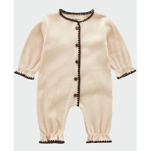 0-24M Pasgeboren Baby Herfst Kleding Zuigelingen Baby Meisjes Jongens Bodysuits Wit/Khaki Lange Mouwen Jumpsuit Peuter speelpakjes