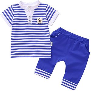 Zomer Kinderen Jongens Kleding Matrozenpakje Gestreepte T-shirt Korte Broek Pasgeboren Baby Sets Peuter Jongen Outfits 1 2 3 4 5 Jaar