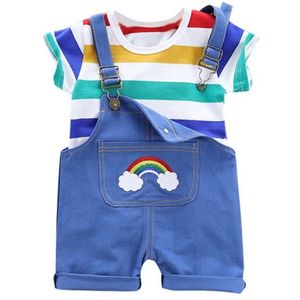 2 Stks/set Zomer Baby Jongens Kleding Set Cartoon Peuter Baby Baby Meisjes Outfits T-shirt + Bib Broek Kinderkleding Sets trainingspak