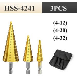 3-12Mm 4-12Mm 4-20Mm 4-32Mm Hss Rechte Groef Stap boor Set Titanium Coated Hout Metaal Hole Cutter Core Boor Set