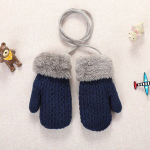 Winter Outdoor Baby Jongens Meisjes Gebreide Handschoenen Verdikking Warme Touw Volledige Vinger Wanten Handschoenen Voor Kinderen Peuter Kids