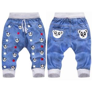 Kids Baby Jongen Meisje Kinderen Elastische Taille Panda Patroon Zevende Broek Cropped Broek Kalf-lengte Broek Denim Jeans Kleding