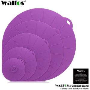 Walfos 5Pcs Universal Siliconen Zuig Deksel-Kom Pan Kookpot Deksel-Siliconen Cover Keuken Pan Spill Deksel stopper Cover
