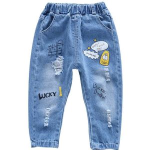 COOTELILI 80-130 cm &quot;Lucky&quot; Herfst Kinderen Ripped Jeans Voor Kinderen Broek Kinderen Denim Broek Voor jongens Casual Elastische Taille