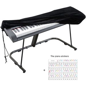 Zwarte Piano Toetsenbord Cover, Rekbaar Fluwelen Stofkap Met Verstelbare Elastische Koord En Vergrendeling Sluiting Voor 88 Toetsen Keyboard