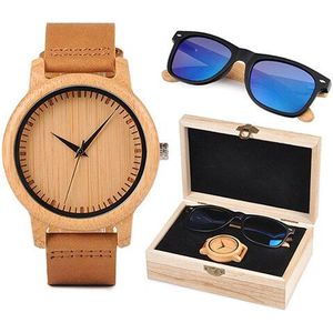 Relogio masculino BOBO BORD Bamboe Mannen Horloge Houten Zonnebril Pak Huidige Doos Set Vrouwen Horloges Accepteren LOGO Verschepen