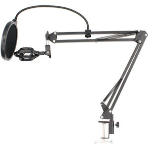 NB-35 Microfoon Scissor Arm Stand Mic Clip Houder en Tafel Montage Klem & NW Filter Voorruit Shield & Metal mount Kit