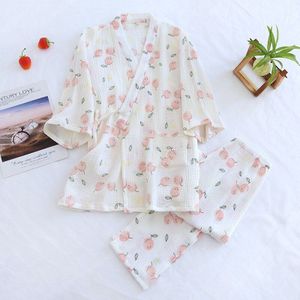Japanse Stijl Kimono Zacht Katoen Verse Stijl Pyjama Pak Vrouwelijke Toevallige Lente Zomer Pyjama Pyjama Twee-Stuk Thuis service