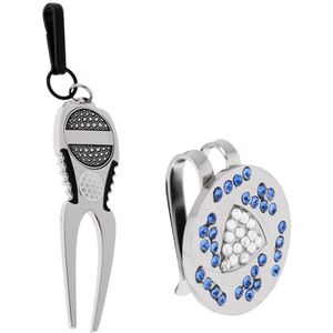 Legering Strass Golf Hoed Clip En Magnetische Bal Marker + Golf Pitchfork