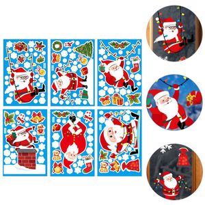 6Pcs Glas Stickers Statische Stickers Raamstickers Kerst Stickers Voor Kerst Showcase Glazen Wand