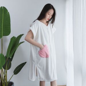 Snel Absorberende Water Veranderende Gewaad Strand Handdoek Outdoor Sport Zachte Tactiliteit Hooded Badhanddoek Jurk Poncho Zwemmen Mantel Pocket