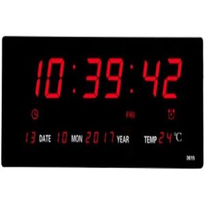 Woonkamer 6 Cijfers Led Kalender Wandklok Met Thermometer Power Off Tijd Geheugen Klok Grote Cijfers Plugin Wekker