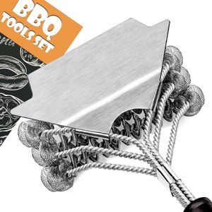 Bbq Haren Gratis Grill Borstel Food Grade Roestvrij Staal Met Brede Metalen Schraper