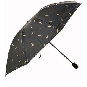 Creatieve Bronzen Veren Zwarte Handschoenen Parasols Kleine Clear Paraplu Vouwen Zonnebrandcrème Uv-bescherming Tri-Fold Paraplu Regenkleding