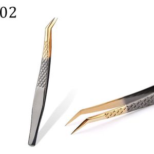 100% Gesloten Premium Zwart-Goud Wimpers Pincet Hand Anti-Slip 3D 6D Lashes Extensions Make gereedschap