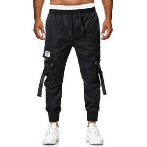 Casual Multi-Pocket Full Length Broek Polyester Effen Kleur Cargo Broek Mannen