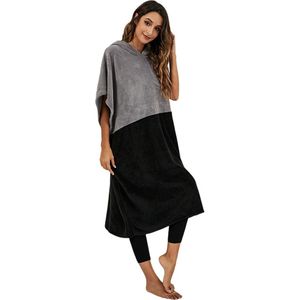 Extra Grote Dikke Vrouwen Hooded Strand Handdoek Veranderende Gewaad Kleur Contrast Surf Poncho Quick Dry Microfiber Badstof XCVDFW1
