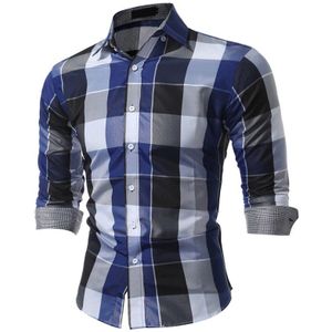 Mode Mannen Slim Fit Shirts Lange Mouwen Katoen Plaid Tee Shirts Casual Chemise Homme Heren Geruite Casual Knappe Mannen Blouse