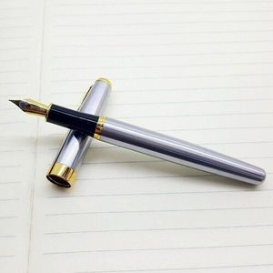 Zwart Zilver Rvs Vulpen Luxe 18 K Penpunt Medium Gold Trim Pijl Clip Kantoor Metalen Pennen