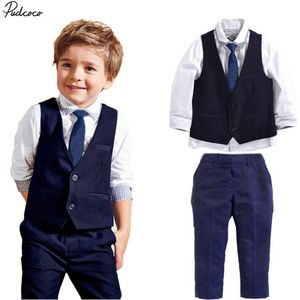 3 stks set herfst kinderen leisure kleding sets baby boy pak vest gentleman kleding voor bruiloften formele kleding pak