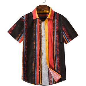 Feitong Mannen Shirt Katoen Linnen Korte Mouw Casual Camisa Masculina Streetwear Gedrukt Blouse Hawaiian Shirts Mannen