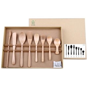 Japanse Houten Servies Set Fijn Hout Bestek Set van 8 stuks Bestek Set Box