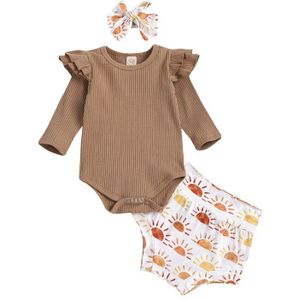 0-18M Pasgeboren Kid Baby Meisje Kleding Set Lange Mouw Bodysuit Body Top En Korte Set Elegante Leuke zoete Mooie Herfst Outfit
