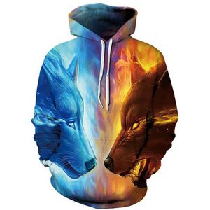 Vrouwen Hooded Digitale Gedrukt Loose Lange Mouwen Casual Sweater Hoodies