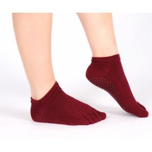 Gekamd Katoen Yoga Sokken Vrouw Professionele Sport Antislip Teen Sokken Effen Kleur Pilates Fitness Vijf Vingers Grip Warm sokken