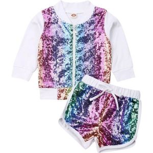 Ons Peuter Kid Baby Meisje Kleding Vallen Kleren Pailletten Trui Tops Jacket Shorts Outfit Kinderen Set 2 Stuks